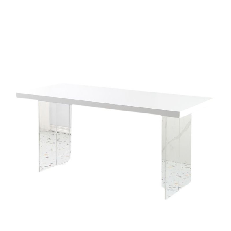 Transparent Base Double Pedestal Table Modern Stone Top Dinner Table Kitchen Home Clearhalo 'Dining Tables & Seating' 'Dining Tables' 'dining_table' 'furn' 'furn_dining_table' 'Furniture' 'furniture_dining_table' 'Kitchen & Dining Furniture' 'kitchen' 'kitchen_dining_table' 1200x1200_b3ba7121-dfd7-449f-942c-cb886feacccf