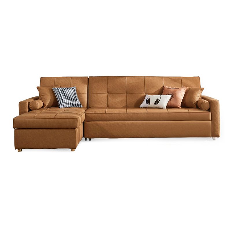 Square Arm Tan Removable Cushions Storage Manual L-Shape Sectional Sofa Bed Clearhalo 'furn' 'furn_sectionals' 'Furniture' 'furniture_sectionals' 'Living Room Furniture' 'Sectionals' 1200x1200_b3bb1ef7-67f2-45a8-98a3-642597fbed4f