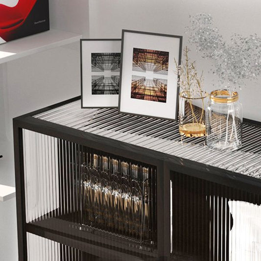 Glam Living Room Buffet 35.5"H Metal Glass Doors Sideboard for Kitchen Clearhalo 'buffet_sideboard' 'Buffets & Sideboards' 'furn' 'furn_buffet_sideboard' 'Furniture' 'Kitchen & Dining Furniture' 1200x1200_b3bc57dc-78d5-4274-b1d1-f4a6acaa7ab9