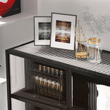 Glam Living Room Buffet 35.5"H Metal Glass Doors Sideboard for Kitchen Clearhalo 'buffet_sideboard' 'Buffets & Sideboards' 'furn' 'furn_buffet_sideboard' 'Furniture' 'Kitchen & Dining Furniture' 1200x1200_b3bc57dc-78d5-4274-b1d1-f4a6acaa7ab9