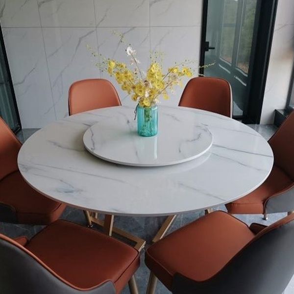 Iron and Slate Table Glam Style Simple Home Round Dining Table Clearhalo 'Dining Tables & Seating' 'Dining Tables' 'dining_table' 'furn' 'furn_dining_table' 'Furniture' 'Kitchen & Dining Furniture' 1200x1200_b3bcf2a2-9043-4b8a-9f9c-1591bee8db6b