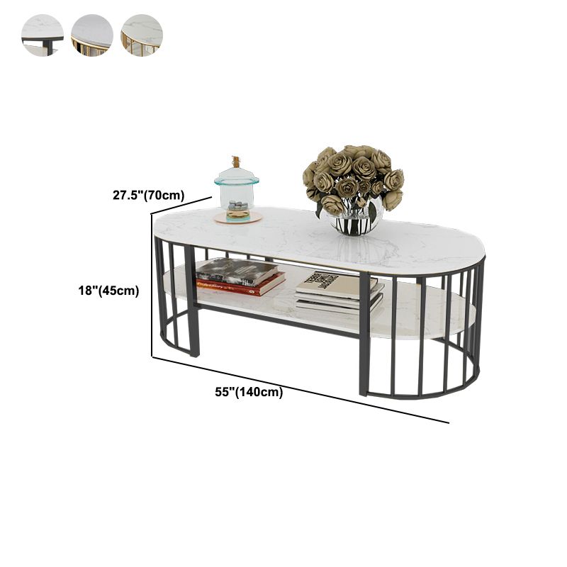 Mesa de centro ovalada con marco de mesa de cóctel de mármol Glam para sala de estar