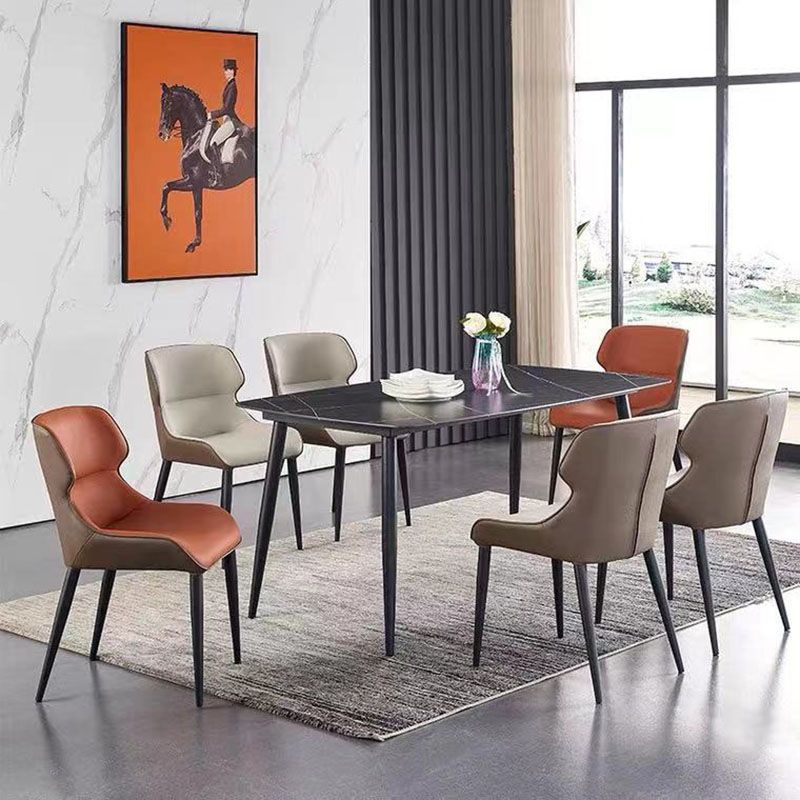 Minimalist Style Wingback Arm Chairs Leather Dining Side Chairs (Set of 2) Clearhalo ' kitchen&dining_furn' 'Dining Chairs' 'Dining Tables & Seating' 'dining_chair' 'furn' 'furn_dining_chair' 'Furniture' 'furniture_dining_chair' 'Kitchen & Dining Furniture' 'kitchen' 1200x1200_b3bef05b-c0bf-4d01-a76a-451aee48858d