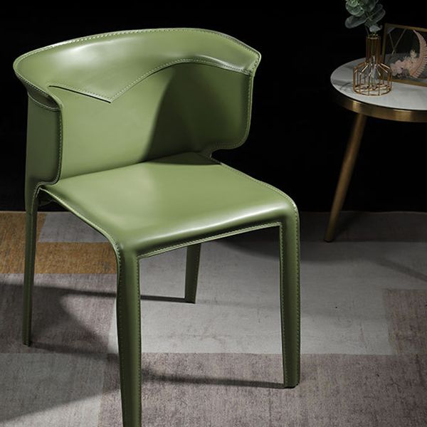 Contemporary Leather Dining Chair Arm Wingback Side Chair for Home Use Clearhalo 'Dining Chairs' 'Dining Tables & Seating' 'dining_chair' 'furn' 'furn_dining_chair' 'Furniture' 'Kitchen & Dining Furniture' 1200x1200_b3bf5757-d931-4696-8c63-05e211eacf24