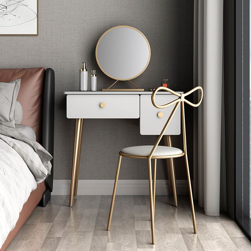 Glam Makeup Vanity Table with Drawers and Chari in White for Bedroom Clearhalo 'Bedroom Furniture' 'furn' 'furn_makeup_vanities' 'Furniture' 'Makeup Vanities' 'makeup_vanities' 1200x1200_b3bf7c9c-6fb7-4f7d-9d85-845ea8e06b23