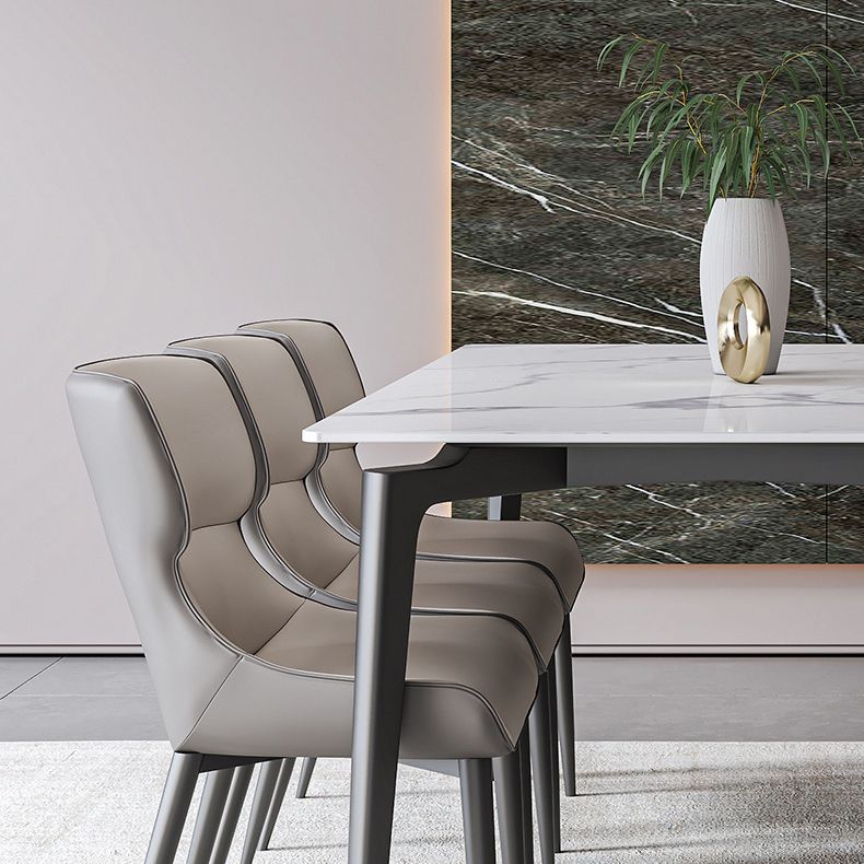 Simplicity Dinette Table Rectangle Stone Dinner Table for Dining Room