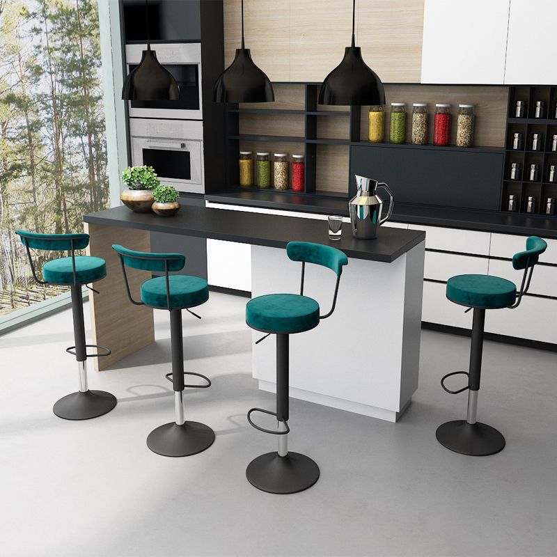 Glam Liftable Backrest Counter Stool Steel Kitchen Bar Stool with Cushion and Pedal Clearhalo 'Bar Furniture' 'Bar Stools' 'bar_stools' 'furn' 'furn_bar_stools' 'Furniture' 'furniture_bar_stools' 'Kitchen & Dining Furniture' 1200x1200_b3c0ce01-d301-42f0-b5e8-7a0071e2a183