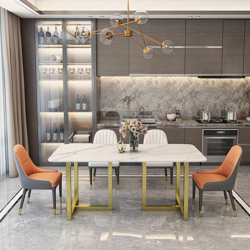 Rectangle Traditional Luxury Dining Table White Sintered Stone Table with Gold Double Pedestal Clearhalo ' dining_table' 'Dining Tables & Seating' 'Dining Tables' 'furn' 'furn_dining_table' 'Furniture' 'furniture_dining_table' 'Kitchen & Dining Furniture' 'kitchen&dining_furn' 'kitchen' 'kitchen_dining_table' 1200x1200_b3c3af3c-3676-46bb-9319-7bb6c171a445