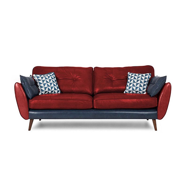 33.86" H Genuine Leather Flared Arm Sofa with Cushions for Living Room,Apartment Clearhalo 'furn' 'furn_sofas' 'Furniture' 'furniture_sofas' 'kitchen' 'kitchen_sofas' 'Living Room Furniture' 'Sofa' 'sofas' 1200x1200_b3c43ef4-141f-4f67-8704-c4ccc009df46