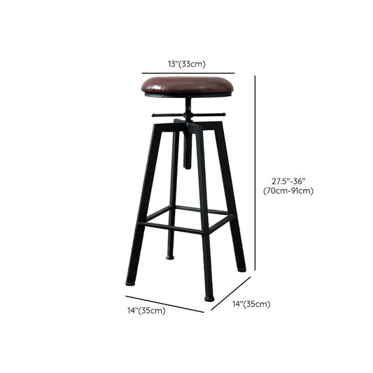 Industrial Adjustable Height Bar Stool Iron Frame Stool in Black