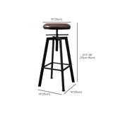 Industrial Adjustable Height Bar Stool Iron Frame Stool in Black