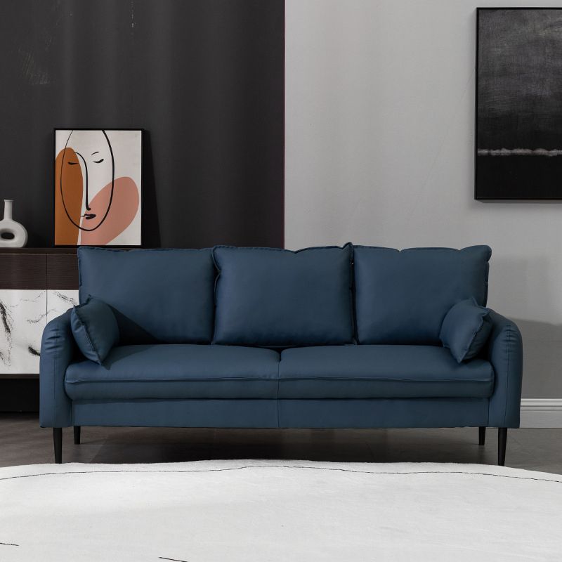 Faux Leather Cushions Sofa 3-Seat Contemporary 30.7" High Sofa Clearhalo 'furn' 'furn_sofas' 'Furniture' 'furniture_sofas' 'kitchen' 'kitchen_sofas' 'Living Room Furniture' 'Sofa' 'sofas' 1200x1200_b3cb40a4-41f5-4d97-acfa-621282423365