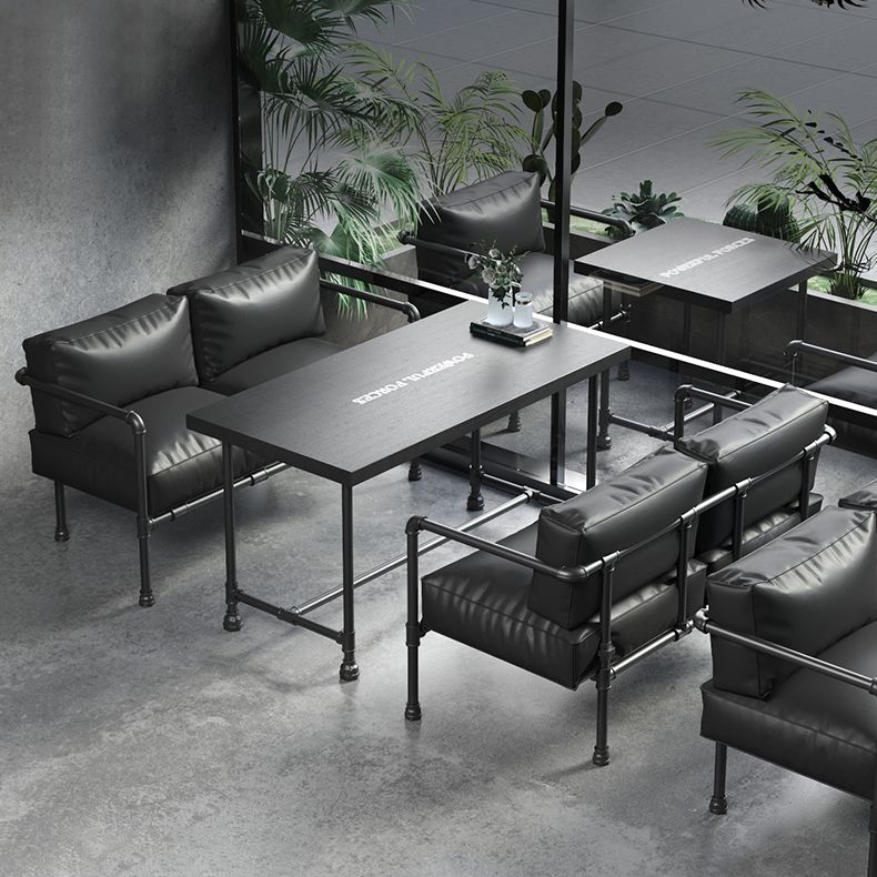 Industrial Style Dining Table Solid Wood Dining Table with Trestle Base Clearhalo 'Dining Tables & Seating' 'Dining Tables' 'dining_table' 'furn' 'furn_dining_table' 'Furniture' 'furniture_dining_table' 'Kitchen & Dining Furniture' 'kitchen' 'kitchen_dining_table' 1200x1200_b3cd2ff4-de1f-4406-91c7-dafb5dd9ef07