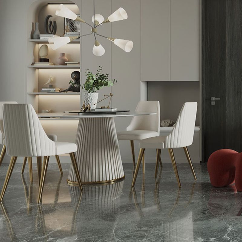 Contemporary Dining Round Table Sintered Stone Table with Metal Legs for Home Clearhalo 'Dining Tables & Seating' 'Dining Tables' 'dining_table' 'furn' 'furn_dining_table' 'Furniture' 'Kitchen & Dining Furniture' 1200x1200_b3cdd82c-8041-47a0-8850-09770050d775