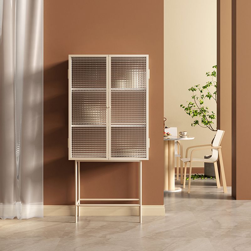 Puertas de vidrio de estilo moderno Mesa de buffet de metal con 2 puertas