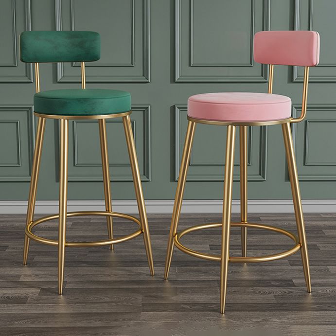 Glam Velvet Restaurant Counter Stool Matte Finish Footrest Barstool Clearhalo 'Bar Furniture' 'Bar Stools' 'bar_stools' 'furn' 'furn_bar_stools' 'Furniture' 'furniture_bar_stools' 'Kitchen & Dining Furniture' 1200x1200_b3d0a809-c9a7-457d-b700-6711e820fe28