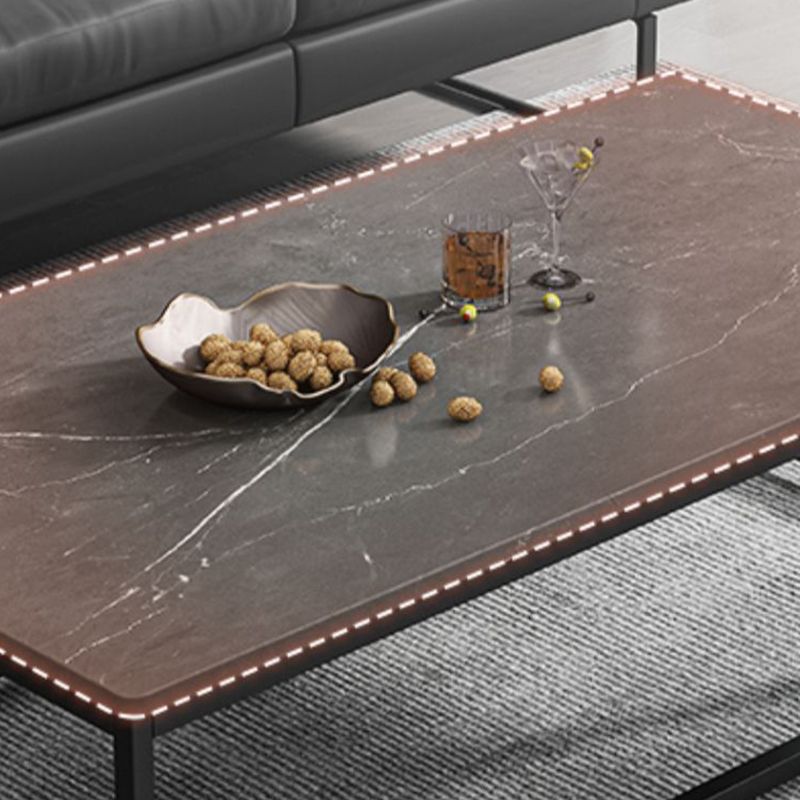 16.5 "H Moderne rechthoekige houten salontafel stalen frame accenttafel