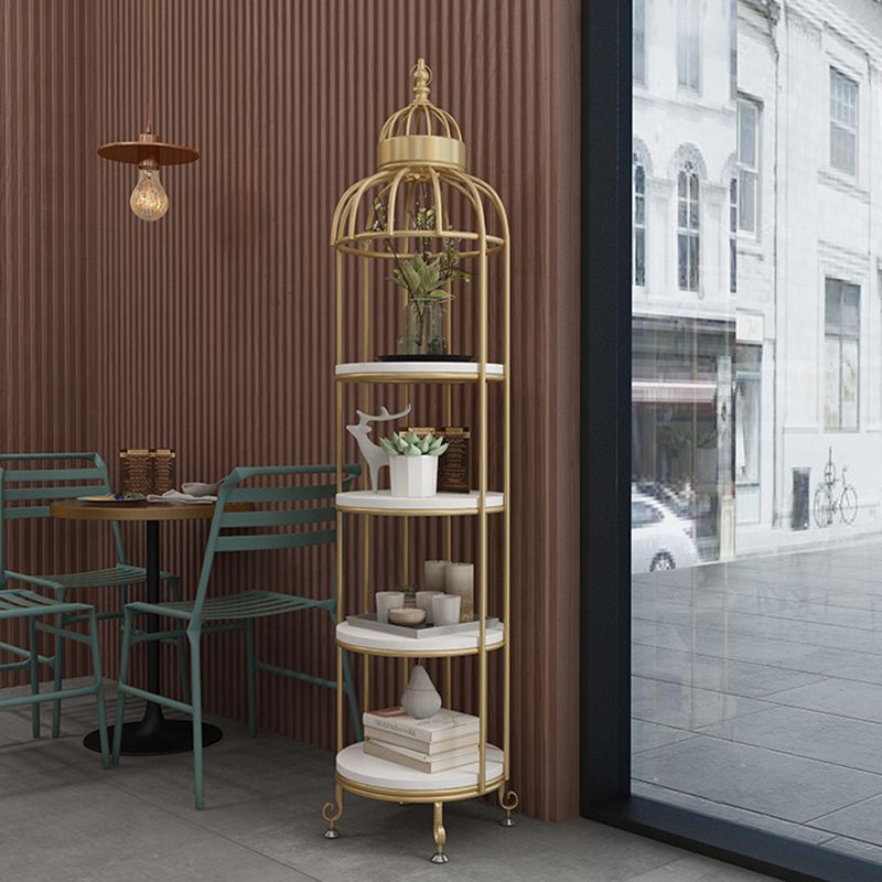 Scaffali di libreria verticale in metallo in metallo glam