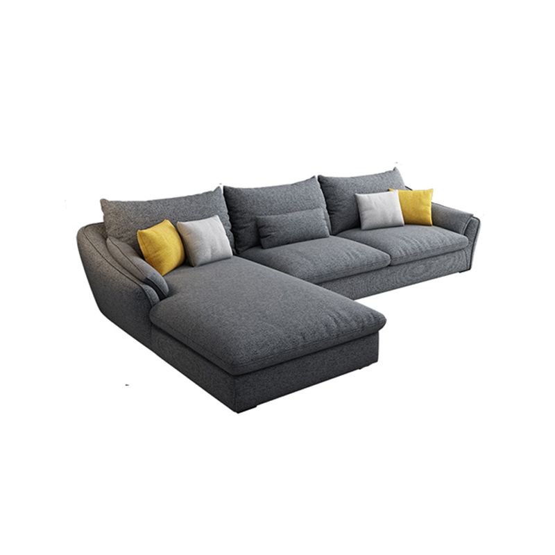 30.7 " H Grey Cotton Blend Flared Arm Sofa & Chaise for Living Room