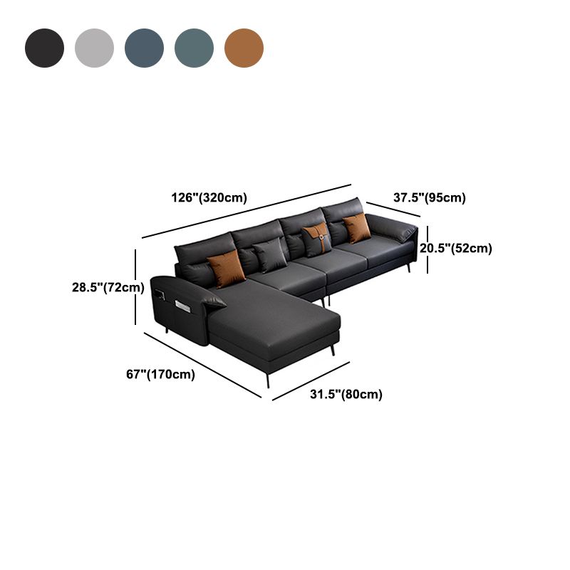 Contemporary Sectional with 4 Pillows Back and Storage Pillow Top Arm Clearhalo 'furn' 'furn_sectionals' 'Furniture' 'Living Room Furniture' 'Sectionals' 1200x1200_b3def25f-fef7-43d6-88cf-57e132c0e528