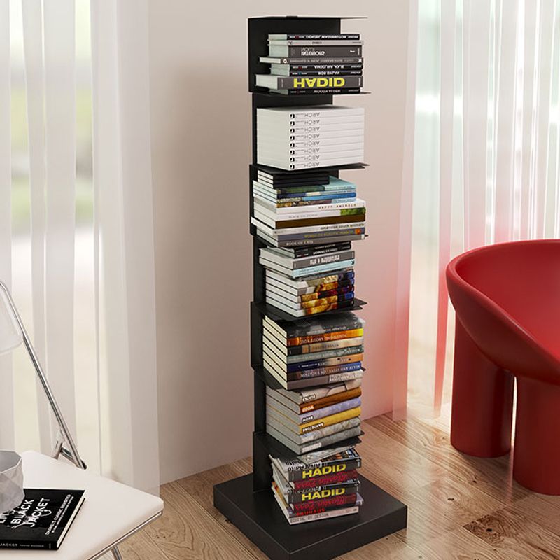 Black Contemporary Corner Bookshelf Closed Back Vertical Steel Shelf Clearhalo 'Bookcases' 'furn' 'furn_bookcases' 'Furniture' 'furniture_bookcases' 'kitchen' 'kitchen_bookcases' 'Living Room Furniture' 'Office Furniture' 1200x1200_b3defc75-d9b8-484f-8ebb-8a80191d877d