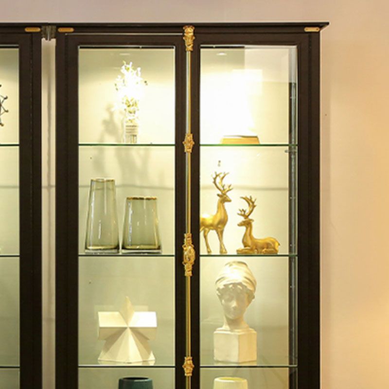 Modern Curio Cabinet Metal Glass Doors Storage Cabinet with Lighting Clearhalo 'Display & China Cabinets' 'display_china_cabinets' 'furn' 'furn_display_china_cabinets' 'Furniture' 'Kitchen & Dining Furniture' 1200x1200_b3dfaf04-6282-4477-811e-77f843a73a2b