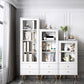 Modern Wooden Bookcase Standard Closed Back White/Champagne Bookshelf for Home Office