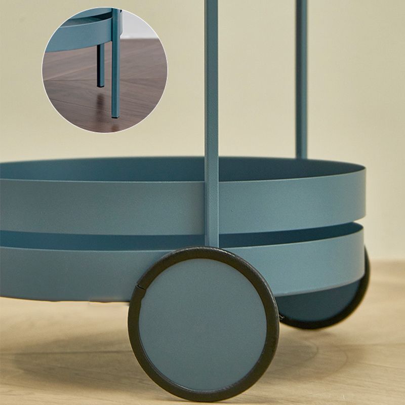 Wheels Accent Side Table with Tray Top in Metal Modern Accent Side Table