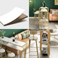 Glam Wood Pub Table with Rectangle Table Top Gold Double Pedestal Table - 42" H Clearhalo 'Bar Furniture' 'Bar Tables' 'bar_tables' 'furn' 'furn_bar_tables' 'Furniture' 'furniture_bar_tables' 'Kitchen & Dining Furniture' 1200x1200_b3e0ffc7-e710-4991-beb2-8ba3cc247cd7