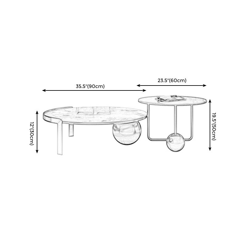 Ronde leisteen salontafel eigentijdse drie poten witte cocktailtafel