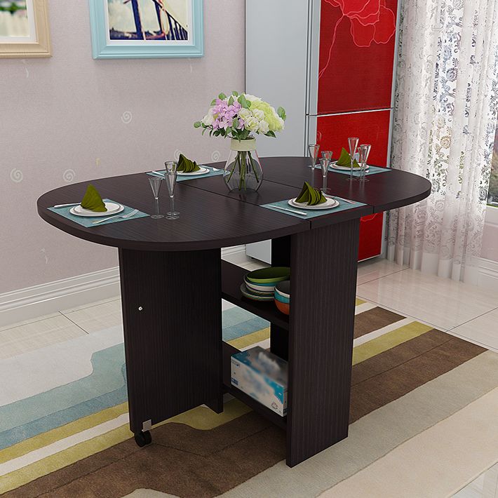 Solid Wood Mid-Century Modern Table Oval Solid Wood Top Table with Drop Leaf Clearhalo ' dining_table' 'Dining Tables & Seating' 'Dining Tables' 'furn' 'furn_dining_table' 'Furniture' 'furniture_dining_table' 'Kitchen & Dining Furniture' 'kitchen&dining_furn' 'kitchen' 'kitchen_dining_table' 1200x1200_b3e1a329-2196-4908-be2e-3d23a8a854db