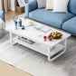 Tavolino rettangolare moderno con doppio piedistallo in legno, 39,4"/47,2"