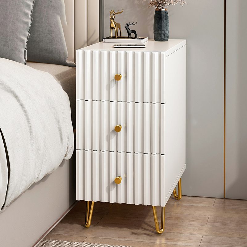 Schubladenspeicherbett Nachttisch Beige Beine enthalten Nachttisch Glam