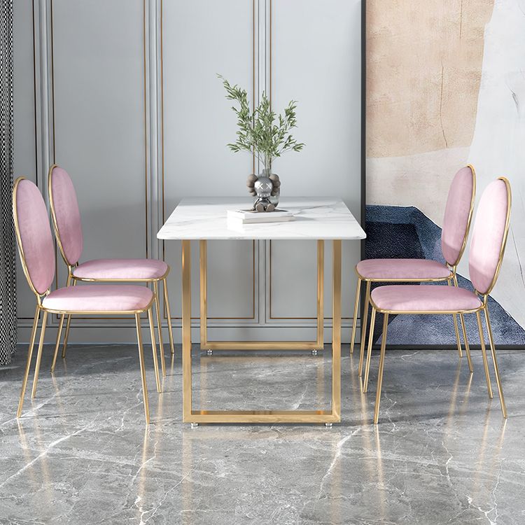 Glam 1/2/5 Pieces Dining Set Rectangle Stone Dining Table for Dining Room Clearhalo 'Dining Room Sets' 'Dining Tables & Seating' 'dining_room_set' 'furn' 'furn_dining_room_set' 'Furniture' 'furniture_dining_room_set' 'Kitchen & Dining Furniture' 1200x1200_b3e583a5-d9fa-4dcd-a558-9d36f0ddb86f