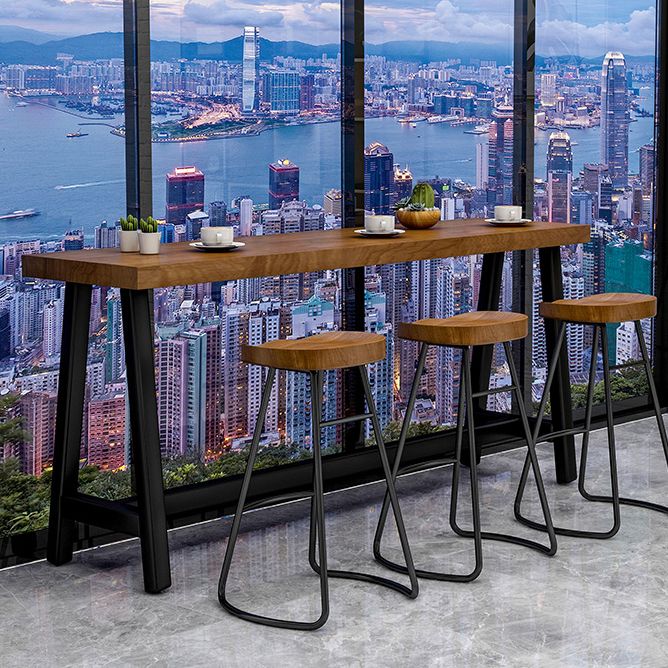 Contemporary Rectangle Bar Dining Table Wood Trestle Bar Height Table 42-Inch Top Clearhalo 'Bar Furniture' 'Bar Tables' 'bar_tables' 'furn' 'furn_bar_tables' 'Furniture' 'furniture_bar_tables' 'Kitchen & Dining Furniture' 'kitchen&dining_furn' 'kitchen' 1200x1200_b3e5baf8-42be-4323-bdc6-e0ebfd12189a