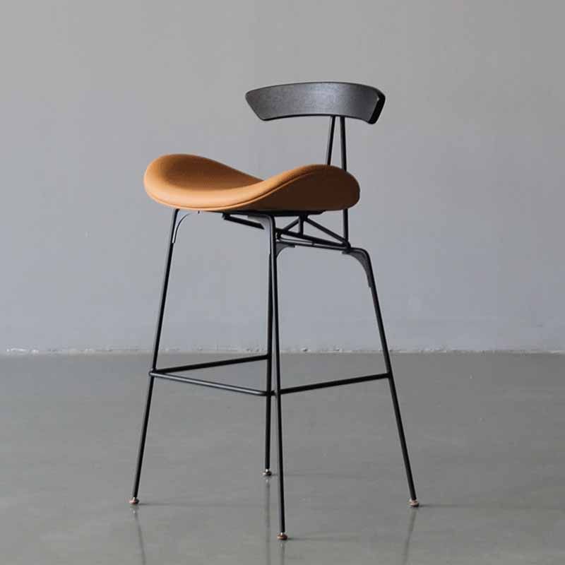 Iron Upholstered Counter Stools Industrial Low Back Bar Stools with Saddle Seat Clearhalo 'Bar Furniture' 'Bar Stools' 'bar_stools' 'furn' 'furn_bar_stools' 'furniture_bar_stools' 'Kitchen & Dining Furniture' 'kitchen&dining_furn' 'kitchen' 'kitchen_furn' Furniture' 1200x1200_b3e6190f-0786-486b-906a-b034396a2d73