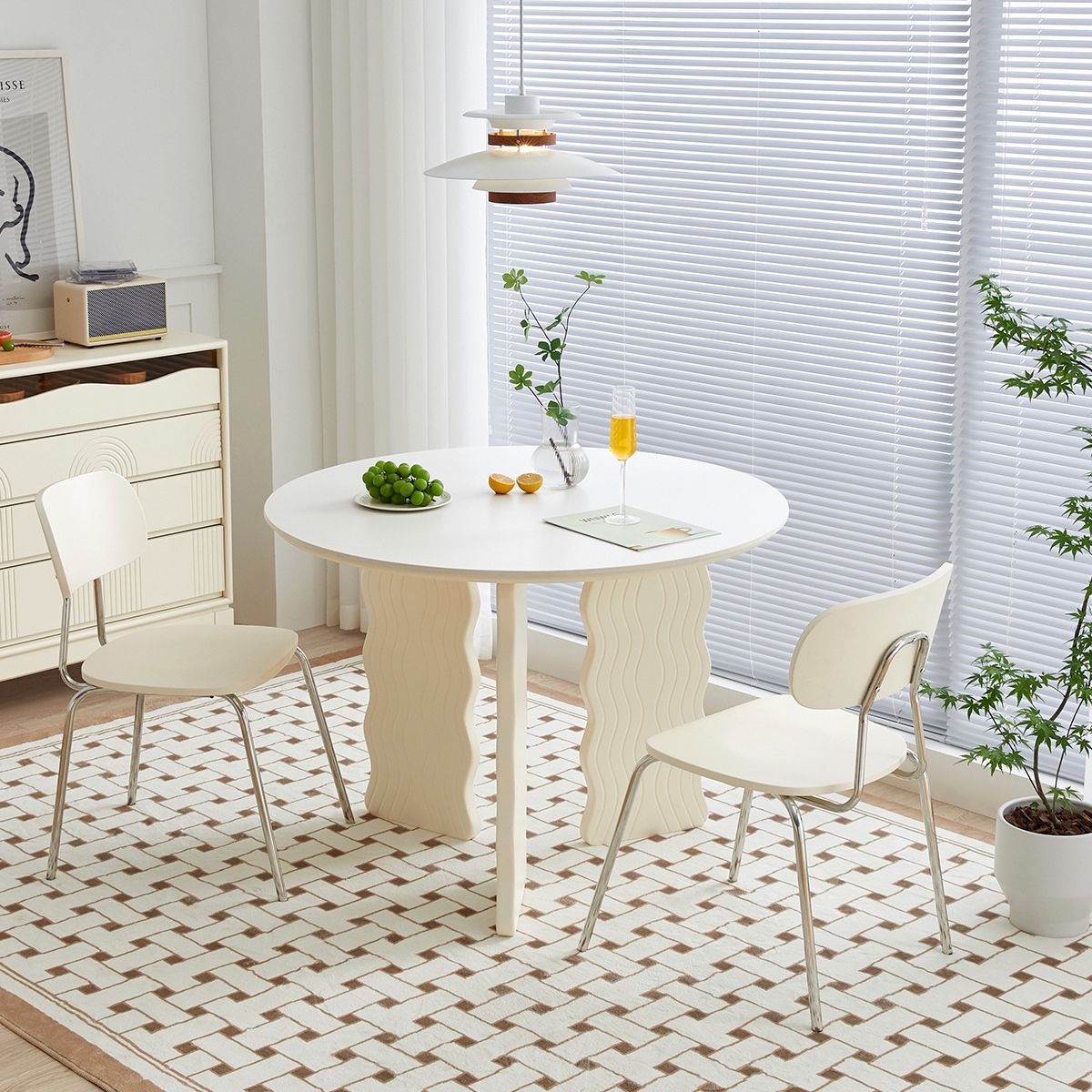 Modern Round Dining Table 3 White Legs Table for Dining Room Clearhalo 'Dining Tables & Seating' 'Dining Tables' 'dining_table' 'furn' 'furn_dining_table' 'Furniture' 'Kitchen & Dining Furniture' 1200x1200_b3e7a3e4-9271-41cf-af8b-ed83ef63f12c
