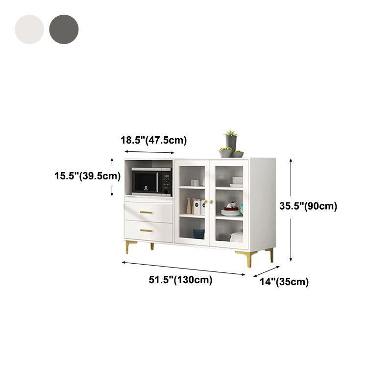 Engineered Wood Glam Buffet Stand Glass Doors Adjustable Shelving Sideboard Cabinet Clearhalo 'buffet_sideboard' 'Buffets & Sideboards' 'Furniture' 'furniture_buffet_sideboard' 'Kitchen & Dining Furniture' 1200x1200_b3e90fac-5178-4db9-b106-e32a9715f7ac
