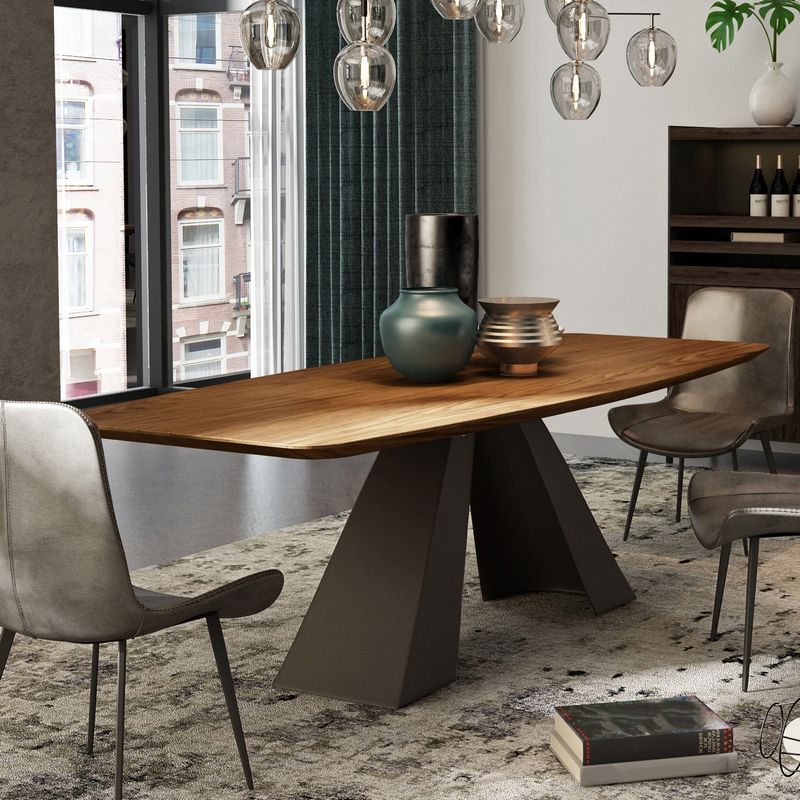 Rectangle Solid Wood Table Modern Dining Table with Metal Pedestal Base Clearhalo ' dining_table' 'Dining Tables & Seating' 'Dining Tables' 'furn' 'furn_dining_table' 'Furniture' 'furniture_dining_table' 'Kitchen & Dining Furniture' 'kitchen&dining_furn' 'kitchen' 'kitchen_dining_table' 1200x1200_b3e9626a-2d24-4a43-b2a0-9c7d52d6bfcf