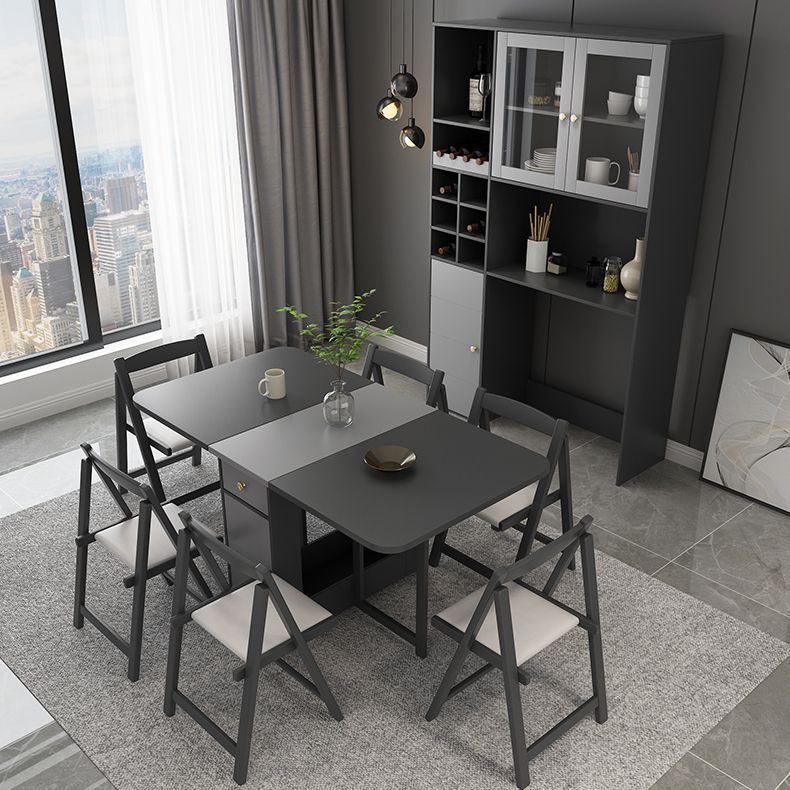 Modern Style Traditional Height Dining Set with Drop Leaf Table and Trestle Base for Home Use Clearhalo 'Dining Room Sets' 'Dining Tables & Seating' 'dining_room_set' 'furn' 'furn_dining_room_set' 'Furniture' 'furniture_dining_room_set' 'Kitchen & Dining Furniture' 'kitchen&dining_furn' 'kitchen' 1200x1200_b3f01790-0a61-413a-ac19-18b2b3ce53f9