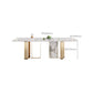 Traditional Luxury Double Pedestal Table Stone Dining Table with Stainless Steel Base