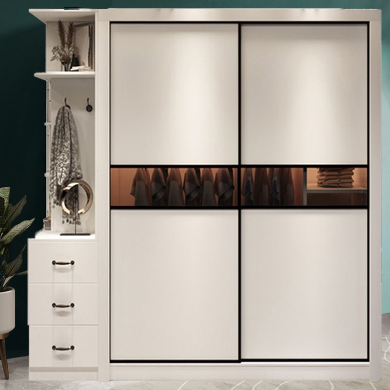 Modern Wooden Wardrobe Closet Bedroom Sliding Doors Storage Armoire