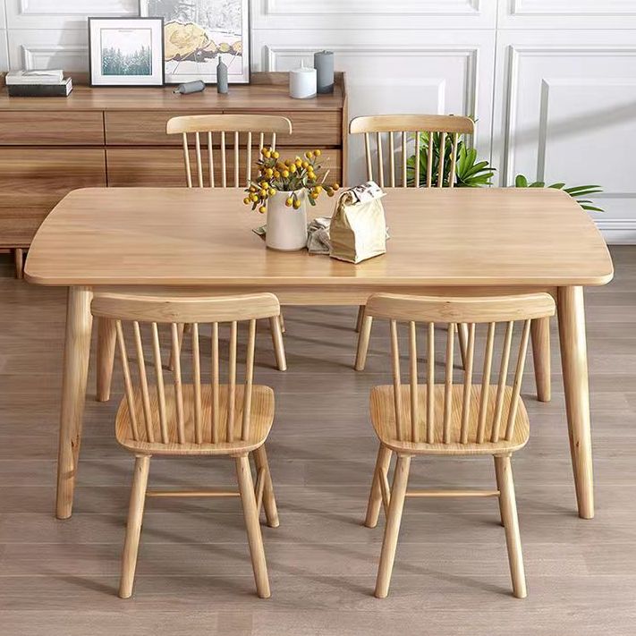 Modern Rubber Wood Dinette Set 1/2/5/7 Pieces Rectangle Beige Dining Table Set Clearhalo 'Dining Room Sets' 'Dining Tables & Seating' 'dining_room_set' 'furn' 'furn_dining_room_set' 'Furniture' 'furniture_dining_room_set' 'Kitchen & Dining Furniture' 1200x1200_b3f317f3-1b39-40c8-86cb-5cd446c4a5fc