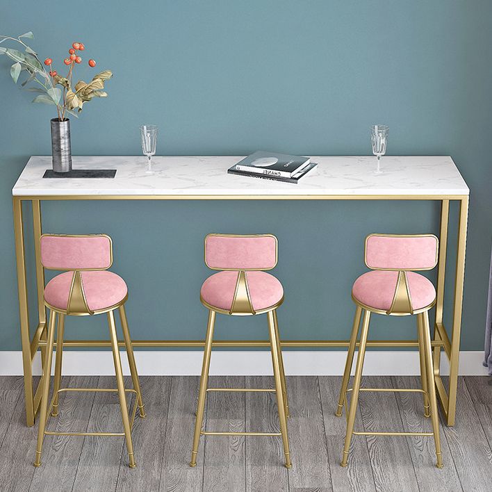 White Glam Style Bar Table in Faux Marble and Metal Bar Table for Living Room, Only Table Clearhalo 'Bar Furniture' 'Bar Tables' 'bar_tables' 'furn' 'furn_bar_tables' 'Furniture' 'furniture_bar_tables' 'Kitchen & Dining Furniture' 1200x1200_b3f6269a-c2b9-4bbb-8880-8a4f5e0c8e9e