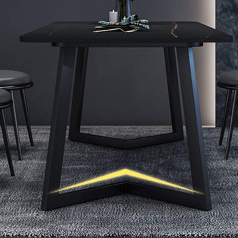 Rectangle Black Base Dining Room Kitchen Table Industrial Fixed Dinner Table Clearhalo 'Dining Tables & Seating' 'Dining Tables' 'dining_table' 'furn' 'furn_dining_table' 'Furniture' 'Kitchen & Dining Furniture' 1200x1200_b3f78edb-c899-4edb-803f-3efa126190ba