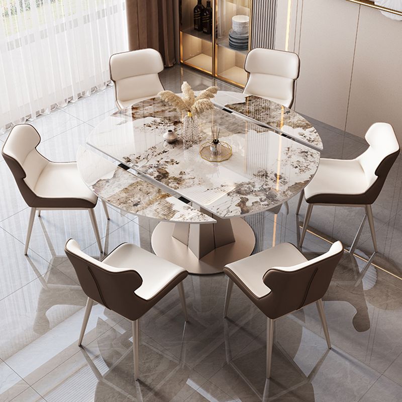 Modern Style Metal Dining Table Sintered Stone Top Table for Dining Room Clearhalo 'Dining Tables & Seating' 'Dining Tables' 'dining_table' 'furn' 'furn_dining_table' 'Furniture' 'furniture_dining_table' 'Kitchen & Dining Furniture' 1200x1200_b3f87b35-5c0a-41ff-8cf5-30b1b9756332