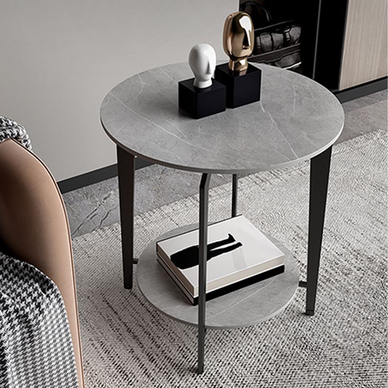 Minimalistische ronde hoektafel leisteen 4 poten banken bijzettafel met opslag