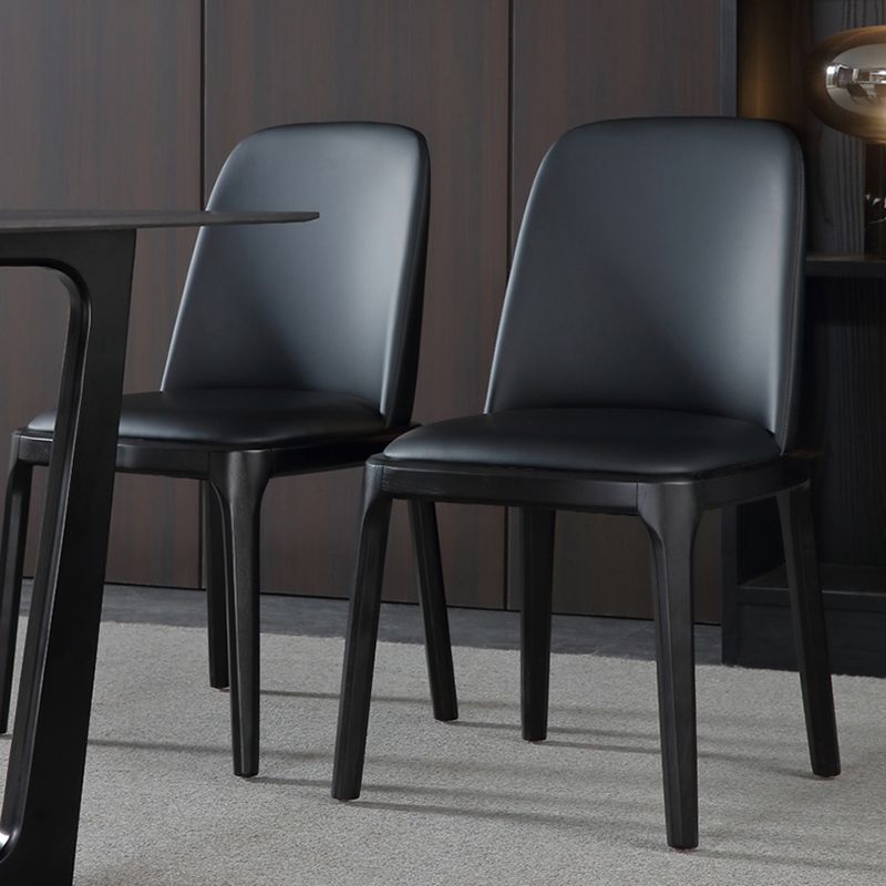 Leather Industrial Restaurant Side Chair Parsons Gray Dining Chair with Black Legs Clearhalo ' kitchen&dining_furn' 'Dining Chairs' 'Dining Tables & Seating' 'dining_chair' 'furn' 'furn_dining_chair' 'Furniture' 'furniture_dining_chair' 'Kitchen & Dining Furniture' 'kitchen' 1200x1200_b3fb0181-7d1f-4455-a160-46147f22c40b