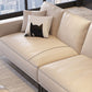 Contemporary Genuine Leather Pillows Square Arm Living Room Seating