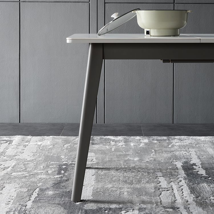 Rechteck Esstisch Set mit grauen Beinen 1/2/5/7 PCs Esseet Set für Zuhause